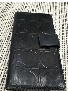 Salvatore Ferragamo Black Embossed Leathe Wallet